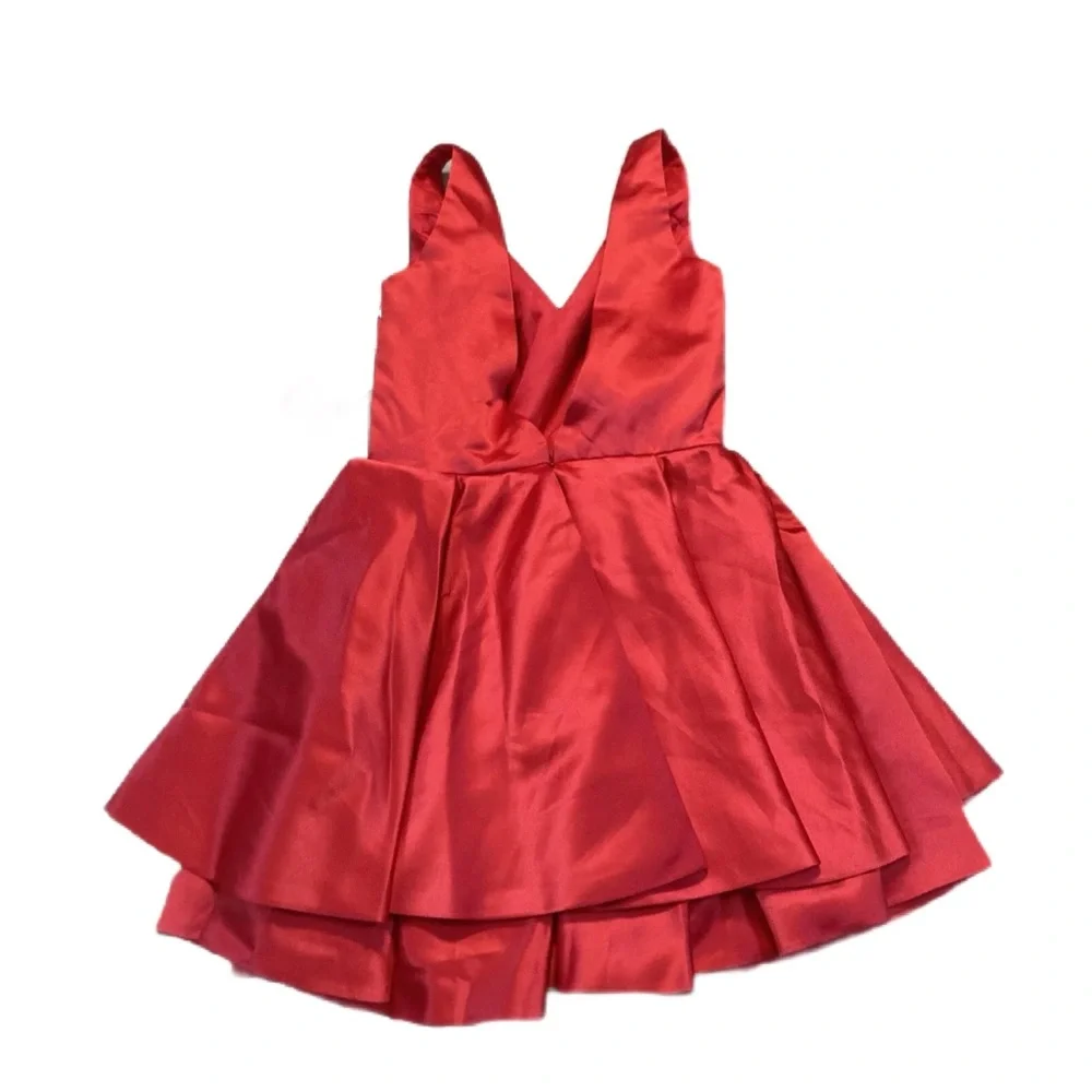 NWT Stacees Dress Womens sz 6 Red Deep V Neck Mini Party Prom Special Oc… - Picture 2 of 7